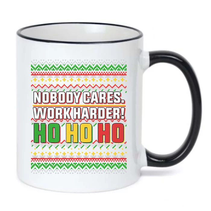 Nobody Care Work Hardy Ugly Christmas Sweater Black Color Changing Mug