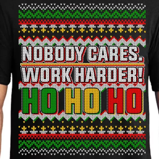 Nobody Care Work Hardy Ugly Christmas Sweater Pajama Set