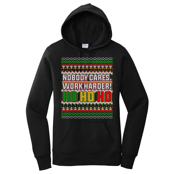 Nobody Care Work Hardy Ugly Christmas Sweater Women's Pullover Hoodie