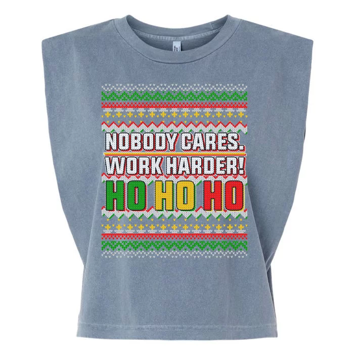 Nobody Care Work Hardy Ugly Christmas Sweater Garment-Dyed Women's Muscle Tee