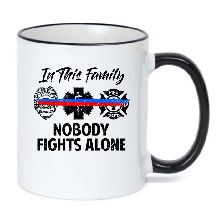 Nobody Fight Alone Support Police EMS Fireman Black Color Changing Mug