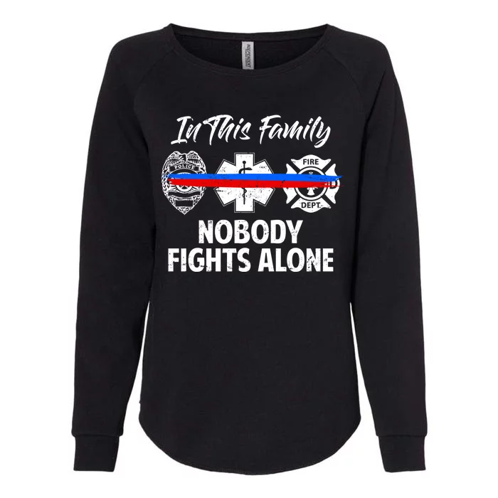 Nobody Fight Alone Support Police EMS Fireman Womens California Wash Sweatshirt