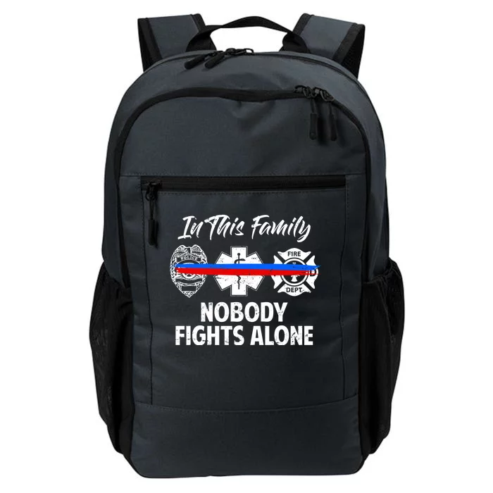 Nobody Fight Alone Support Police EMS Fireman Daily Commute Backpack