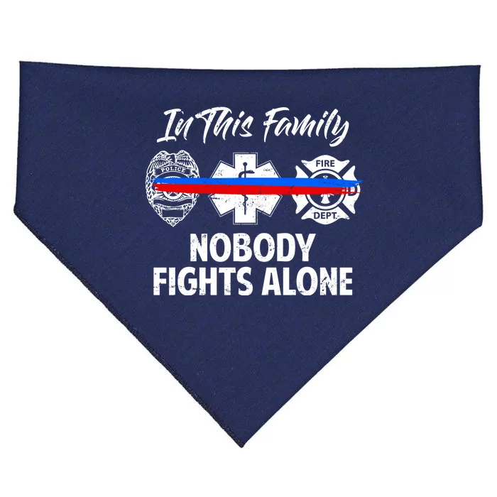 Nobody Fight Alone Support Police EMS Fireman USA-Made Doggie Bandana