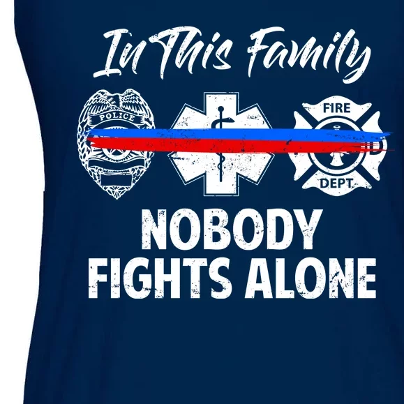 Nobody Fight Alone Support Police EMS Fireman Ladies Essential Flowy Tank