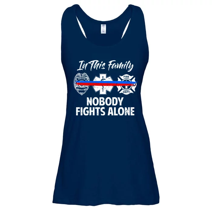 Nobody Fight Alone Support Police EMS Fireman Ladies Essential Flowy Tank