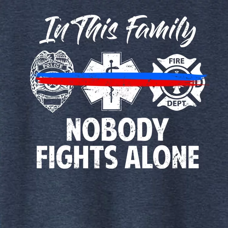 Nobody Fight Alone Support Police EMS Fireman Women's Crop Top Tee