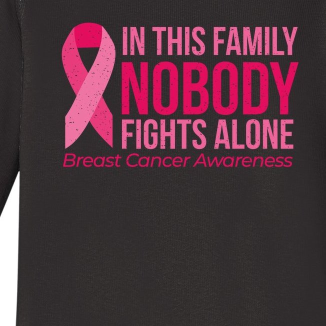 Nobody Fights Alone Breast Cancer Baby Long Sleeve Bodysuit