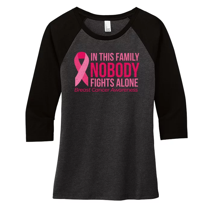 Nobody Fights Alone Breast Cancer Women's Tri-Blend 3/4-Sleeve Raglan Shirt