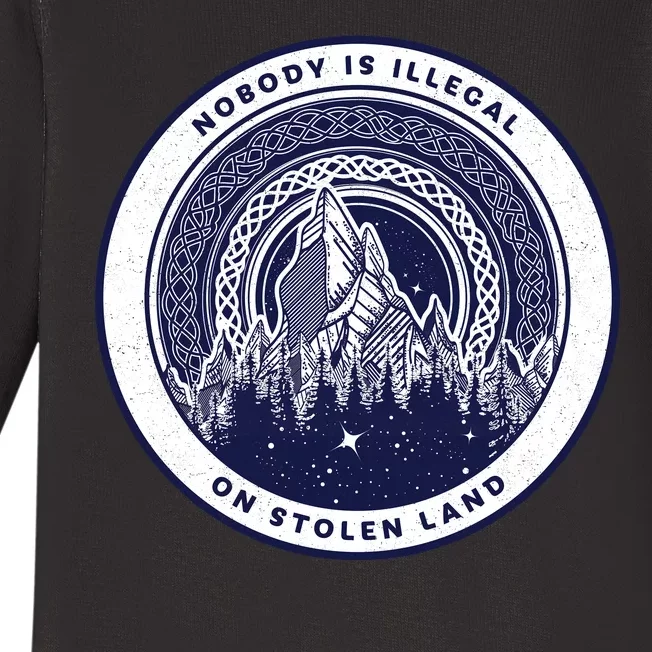 Nobody Is Illegal On Stolen Land Baby Long Sleeve Bodysuit