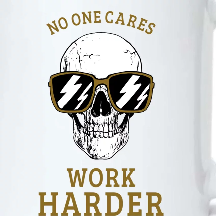 No One Cares Work Harder Skull Gym Motivational Workout Great Gift Black Color Changing Mug