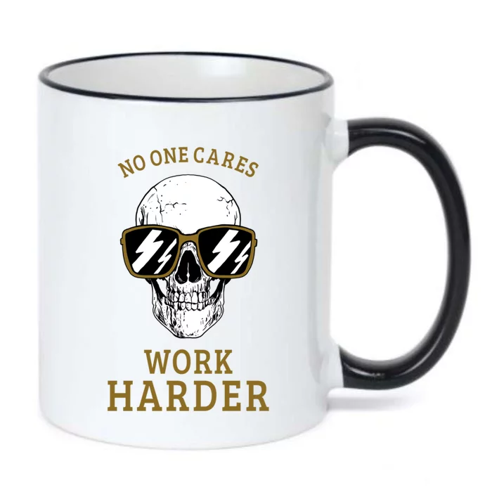 No One Cares Work Harder Skull Gym Motivational Workout Great Gift Black Color Changing Mug