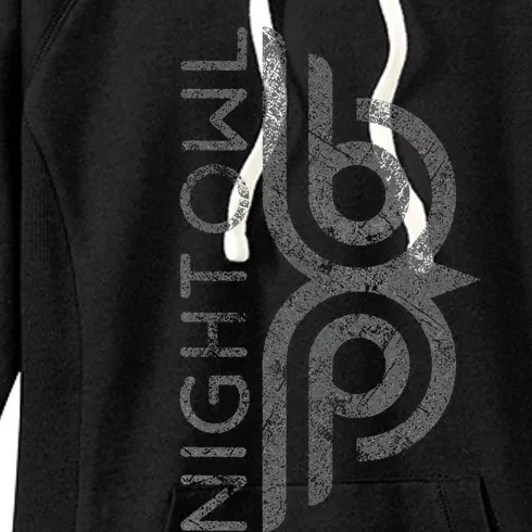 Night Owl Cool Distressed Retro Insomniac Retro Owl Graphic Women's Fleece Hoodie