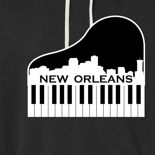 New Orleans Cool Piano Skyline Garment-Dyed Fleece Hoodie