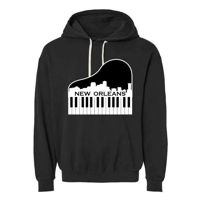 New Orleans Cool Piano Skyline Garment-Dyed Fleece Hoodie