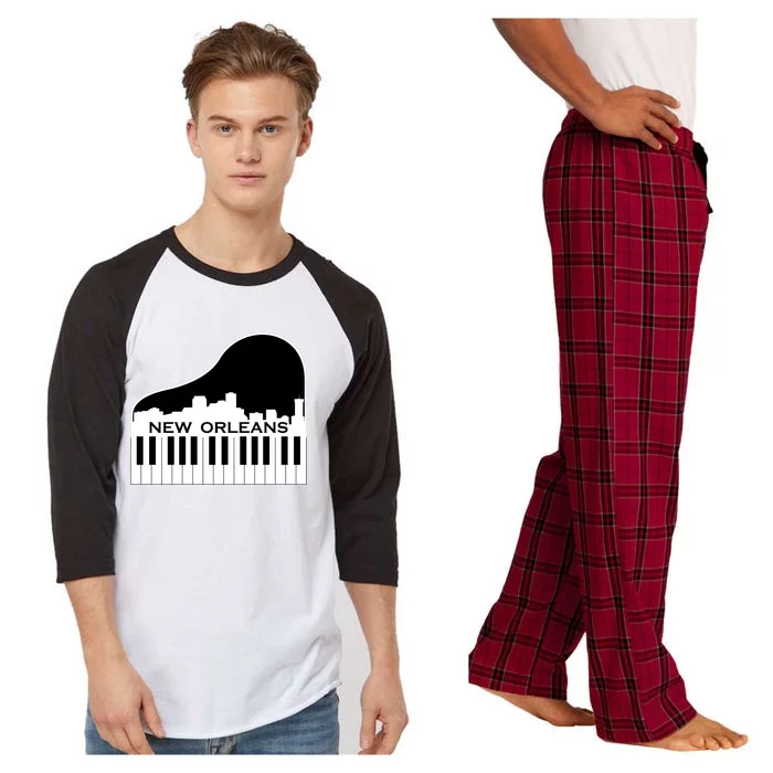 New Orleans Cool Piano Skyline Raglan Sleeve Pajama Set