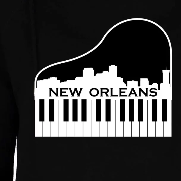 New Orleans Cool Piano Skyline Womens Funnel Neck Pullover Hood