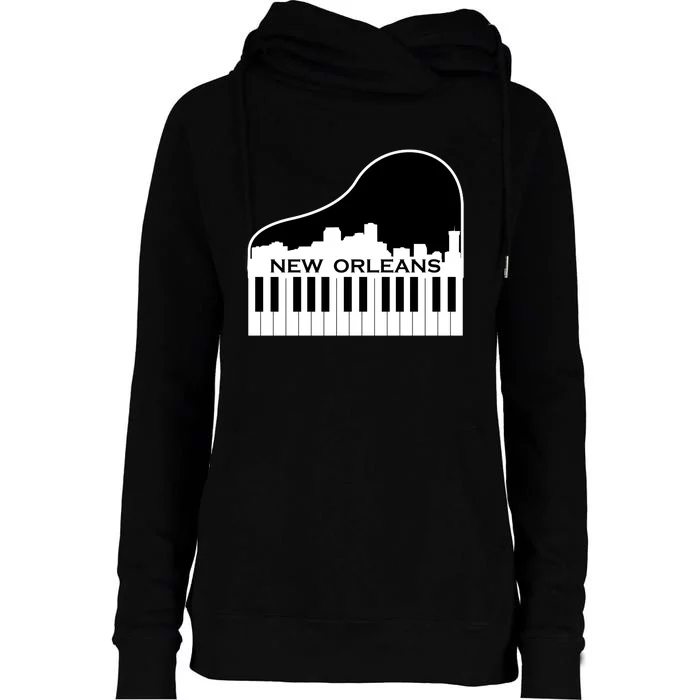 New Orleans Cool Piano Skyline Womens Funnel Neck Pullover Hood