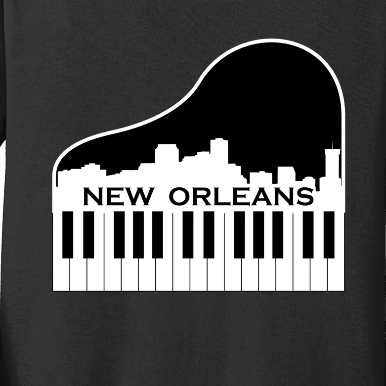 New Orleans Cool Piano Skyline Kids Long Sleeve Shirt