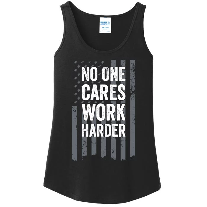 No One Cares Work Harder Motivational Workout Funny Gym Ladies Essential Tank