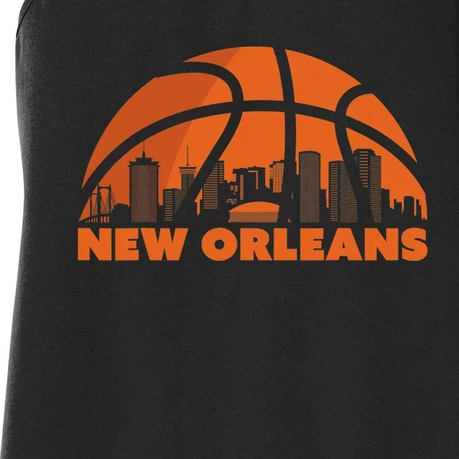 New Orleans City Skyline Louisiana Basketball Fan Jersey Women's Racerback Tank