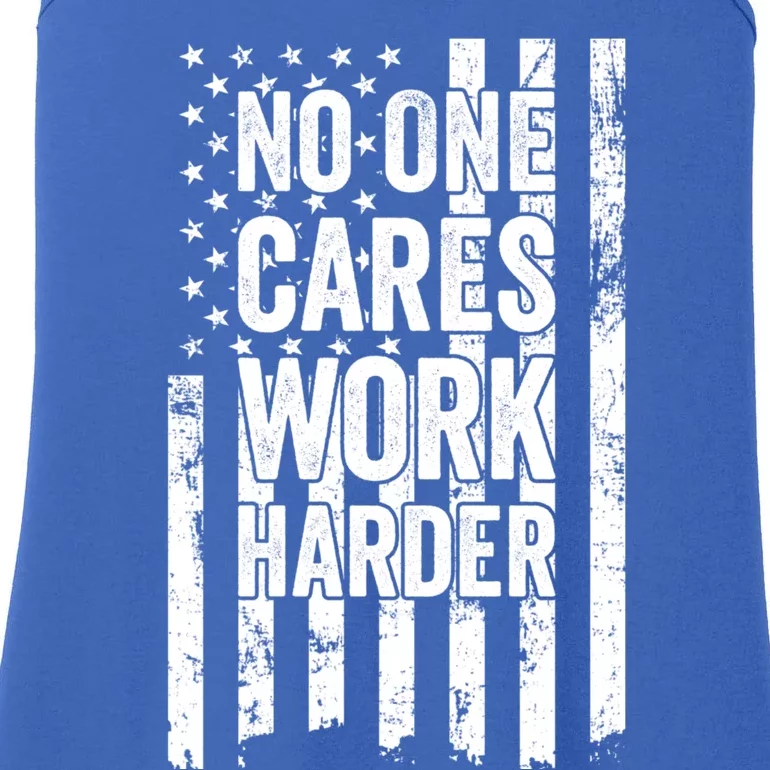 No One Cares Work Harder Motivational Workout Gym Ladies Essential Tank