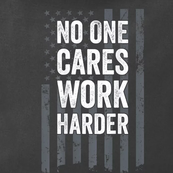 No One Cares Work Harder Motivational Workout Gym ON BACK Zip Tote Bag