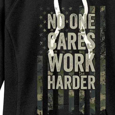 No One Cares Work Harder Motivational Workout Gym Women's Fleece Hoodie