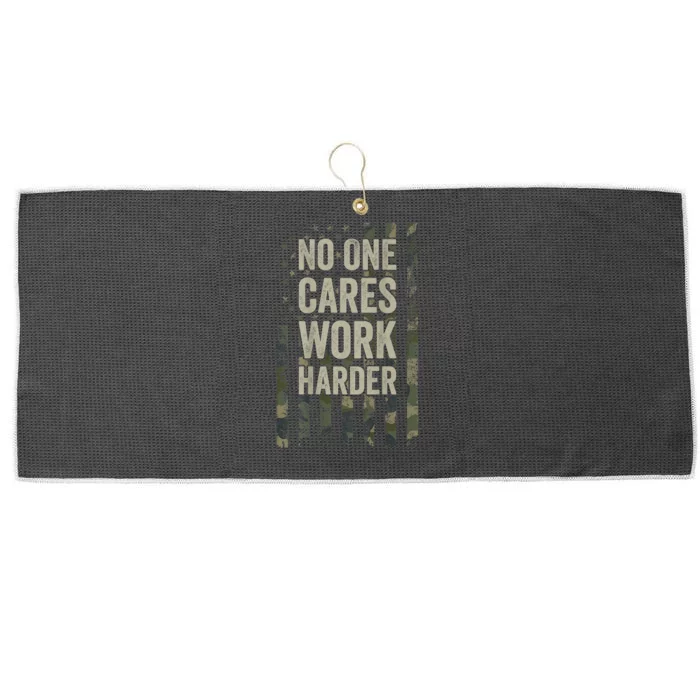 No One Cares Work Harder Motivational Workout Gym Large Microfiber Waffle Golf Towel