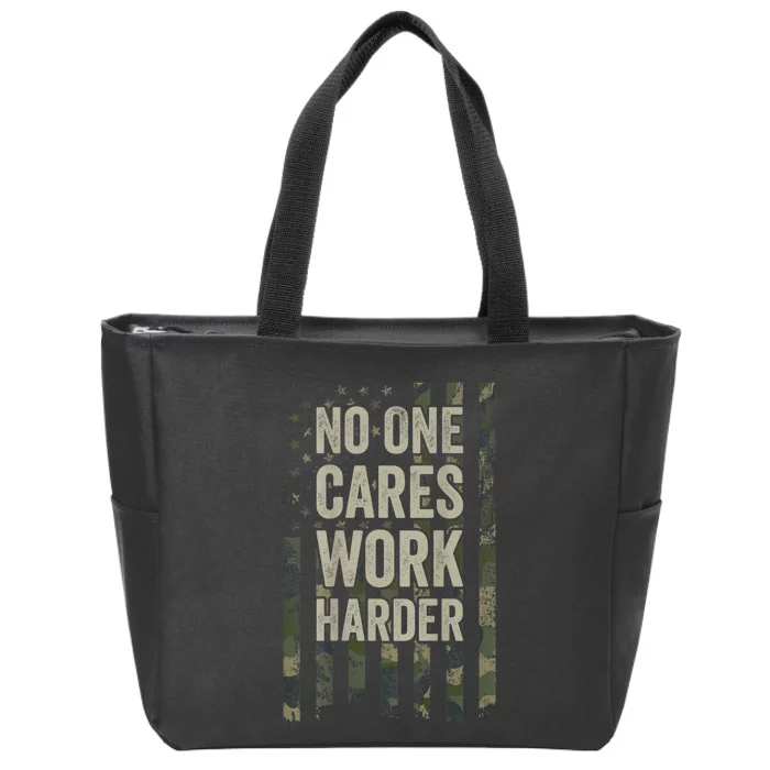 No One Cares Work Harder Motivational Workout Gym Zip Tote Bag