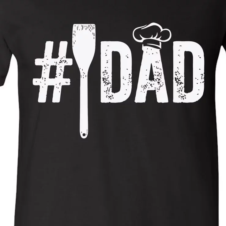 Number One Cooking Dad For Fathers Day V-Neck T-Shirt