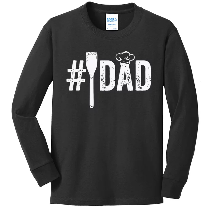 Number One Cooking Dad For Fathers Day Kids Long Sleeve Shirt