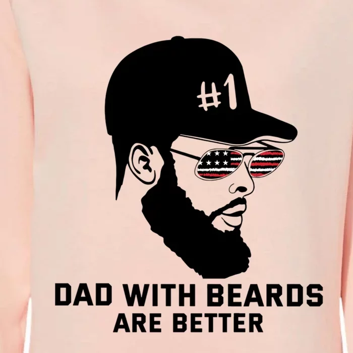 Number One Dad With Beard Are Better American Glasses Flag Great Gift Womens California Wash Sweatshirt