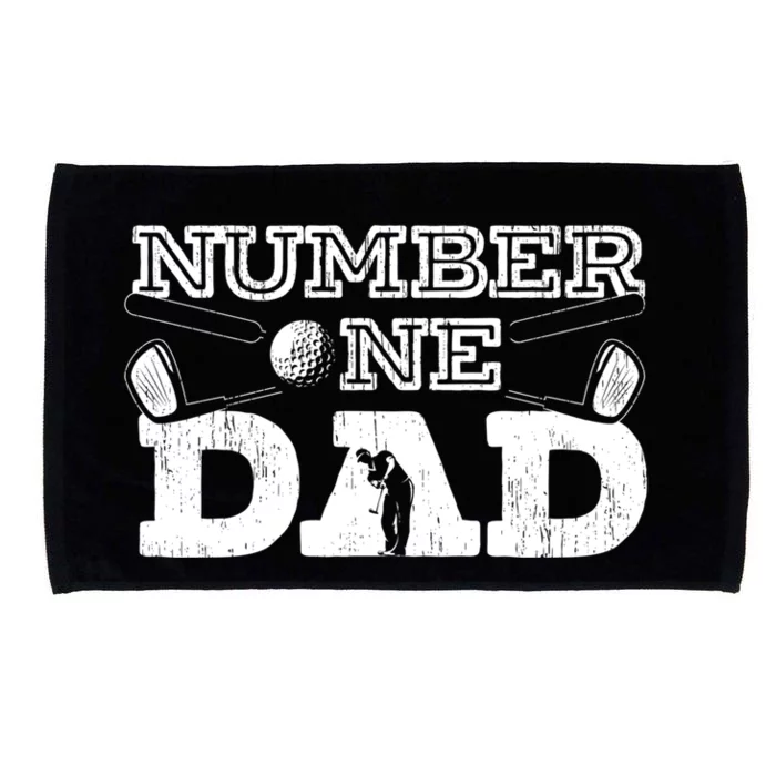 Number One Dad Golf Father Golfing Daddy Gift Microfiber Hand Towel