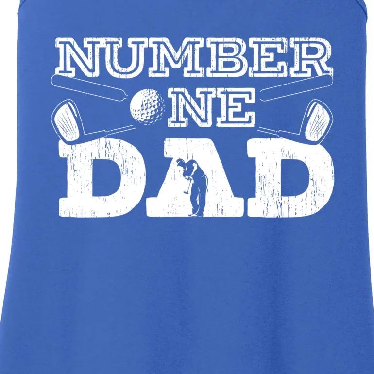 Number One Dad Golf Father Golfing Daddy Gift Ladies Essential Tank