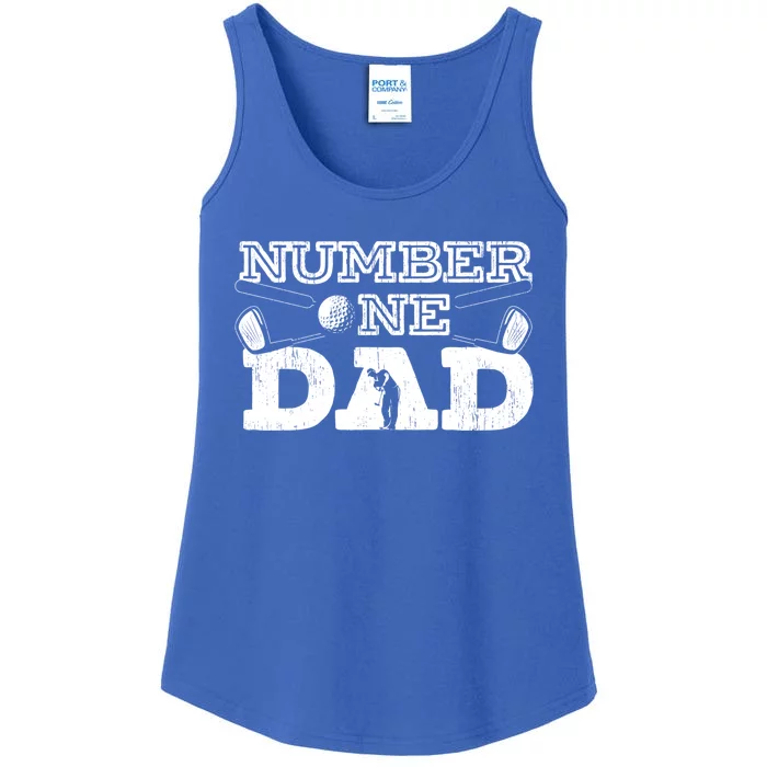 Number One Dad Golf Father Golfing Daddy Gift Ladies Essential Tank