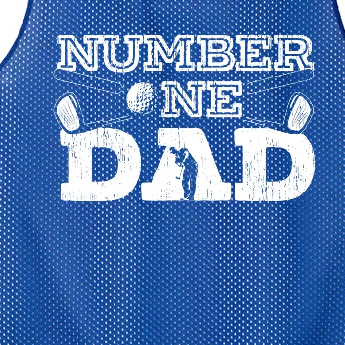 Number One Dad Golf Father Golfing Daddy Gift Mesh Reversible Basketball Jersey Tank