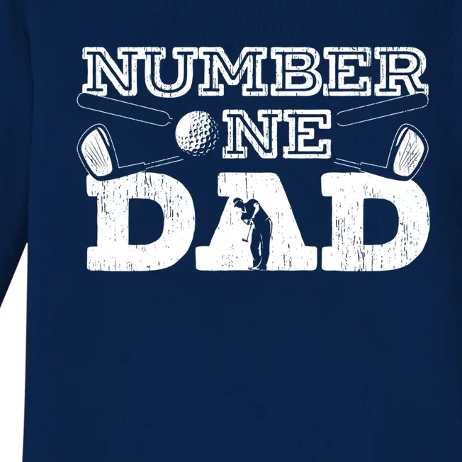 Number One Dad Golf Father Golfing Daddy Gift Baby Long Sleeve Bodysuit