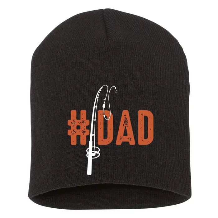 Number One Dad Funny Trendy Fishing Rod Gift Short Acrylic Beanie