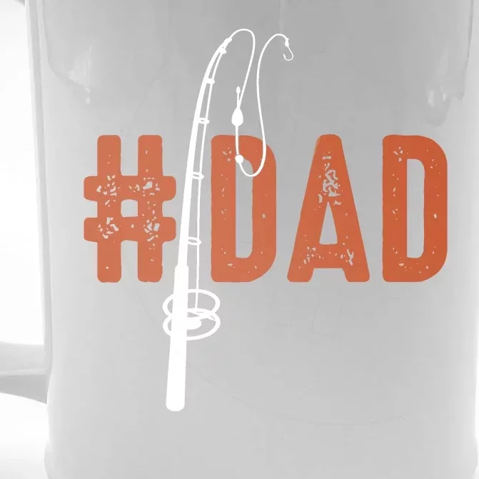 Number One Dad Funny Trendy Fishing Rod Gift Front & Back Beer Stein