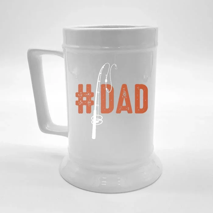 Number One Dad Funny Trendy Fishing Rod Gift Front & Back Beer Stein