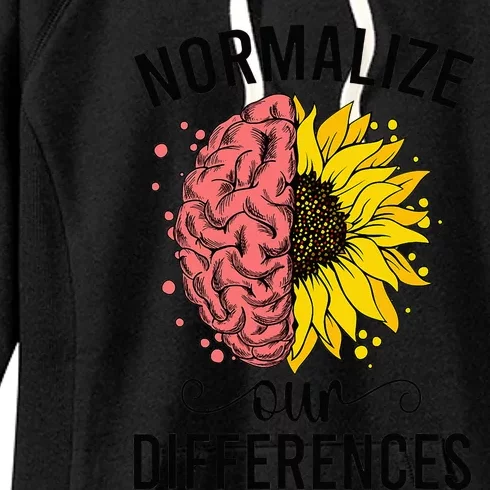 Normalize Our Differences Neurodiversity Neurodivergent Women's Fleece Hoodie