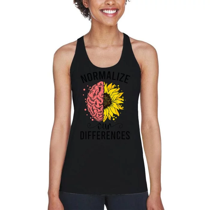 Normalize Our Differences Neurodiversity Neurodivergent Women's Racerback Tank