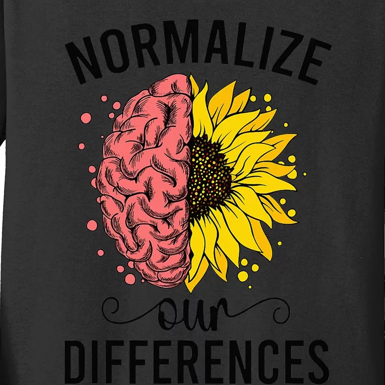 Normalize Our Differences Neurodiversity Neurodivergent Kids Long Sleeve Shirt