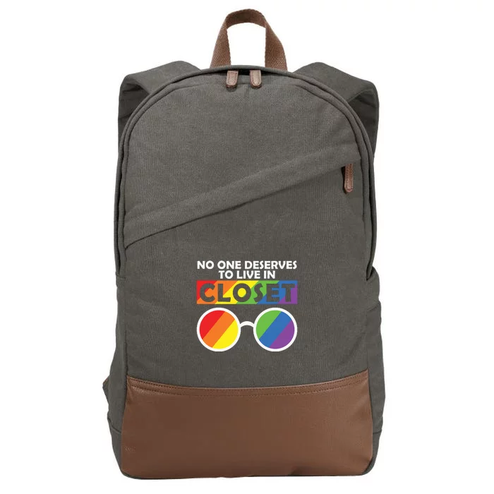 No One Deserves To Live In A Closet Glasses LGBT Pride Month Gift Cotton Canvas Backpack