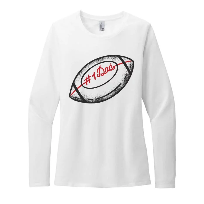 Number One Dad Football Gift Womens CVC Long Sleeve Shirt