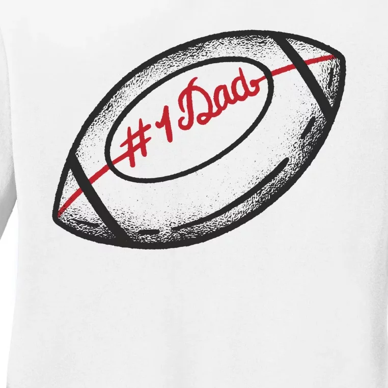 Number One Dad Football Gift Ladies Long Sleeve Shirt