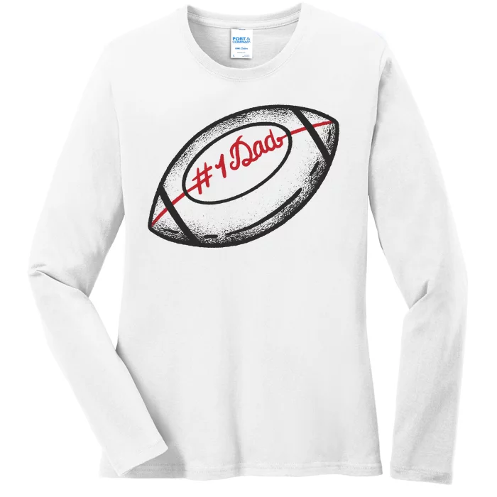 Number One Dad Football Gift Ladies Long Sleeve Shirt