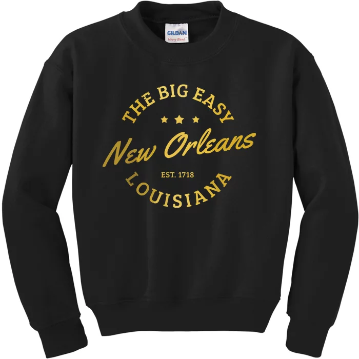 New Orleans Est 1718 Louisiana Vintage Nola Kids Sweatshirt