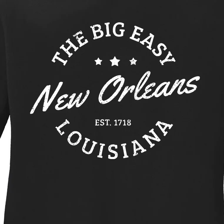 New Orleans Est 1718 The Big Easy Louisiana Souvenir Gift Ladies Long Sleeve Shirt